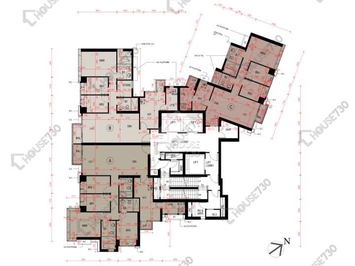 瓏璽 平面圖 瓏璽 2座 25樓 樓層平面圖 - House730