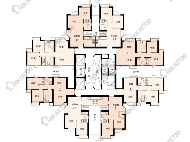 翠怡花園 平面圖 翠怡花園 2期 7座 2-8樓 樓層平面圖 - House730