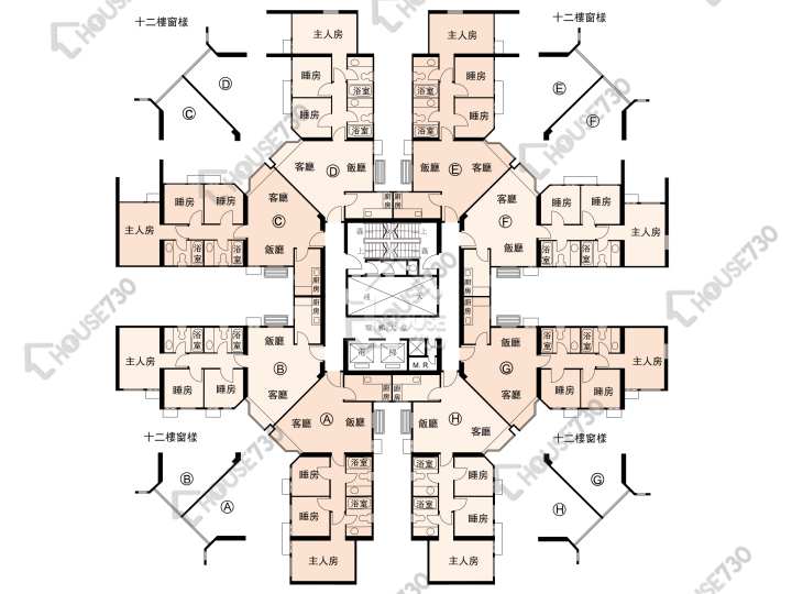 蔚翠花園 平面圖 蔚翠花園 6座 1-3,5-11,12樓 樓層平面圖 - House730