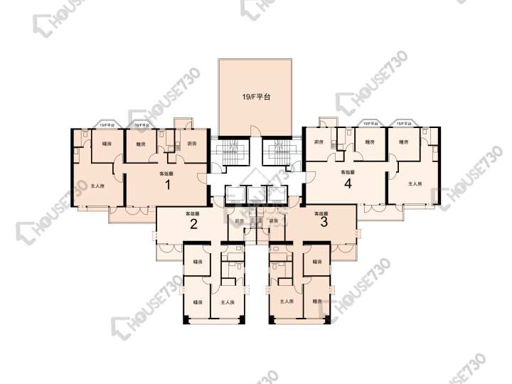金龍大廈 平面圖 金龍大廈 A座 19-25樓 樓層平面圖 - House730