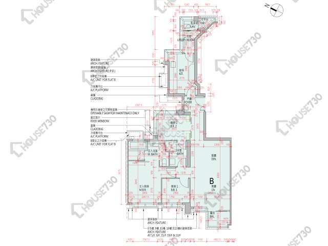 Sheung Shui EDEN MANOR Lower Floor Unit Floor Plan 9座-高層/中層/低層-B室 House730-6989690