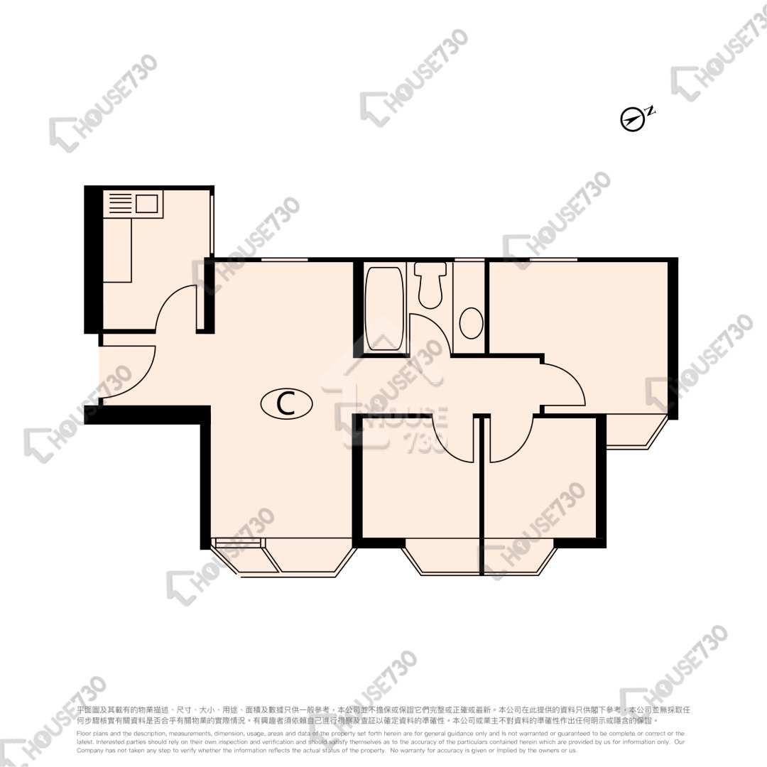 Tsuen Wan Hoi Bun RIVIERA GARDENS Middle Floor Unit Floor Plan 海銀閣 (4座)-高層/中層/低層-C室 House730-6864635