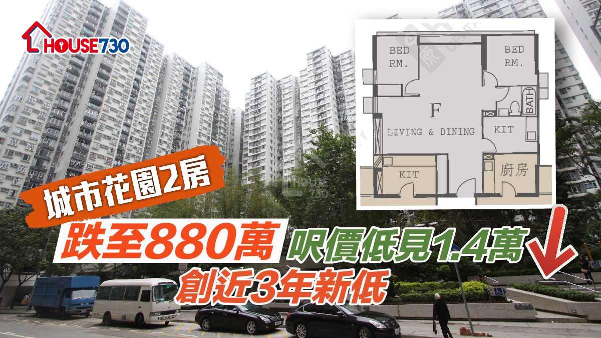 買賣租務-城市花園2房跌至880萬    呎價低見1.4萬創近3年新低-House730