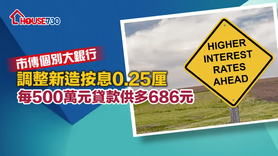 政策-市傳個別大銀行調整新造按息0.25厘 每500萬元貸款供多686元-House730