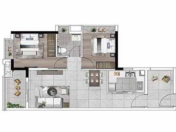 城投珠江天河壹品 70平方2+1房 - House730