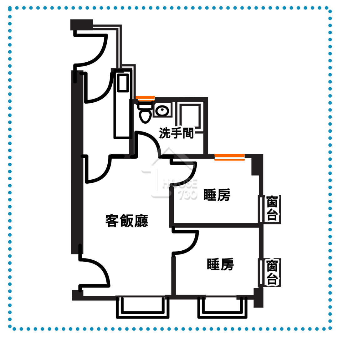 廚房的盡頭設有一道門，打開門便出現一個正方形的小空間，可用作放雜物，更可通往後門。