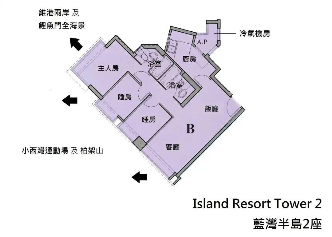 二手成交｜小西灣藍灣半島「十四按」銀主盤平面圖