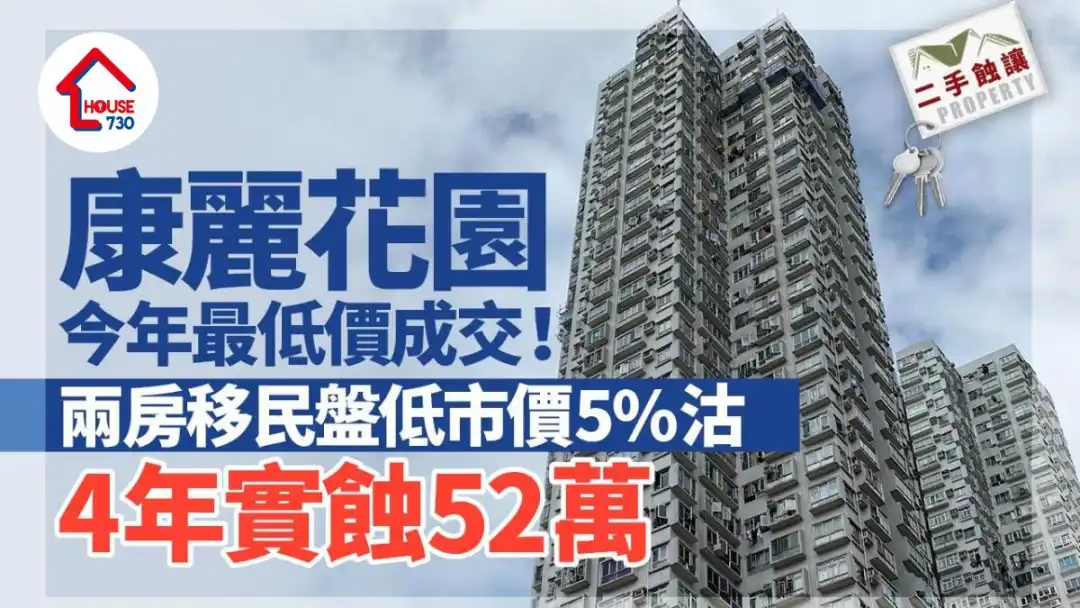 二手蚀让｜康丽花园今年最低价成交！两房移民盘低市价5%沽 4年实蚀52万