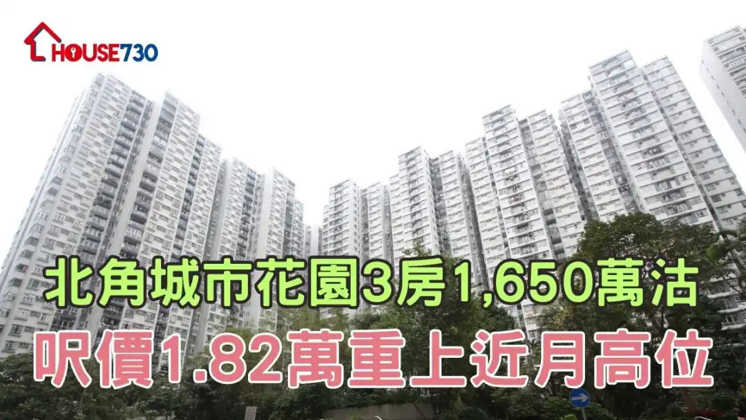 二手成交｜北角城市花园3房1,650万沽 尺价1.82万重上近月高位