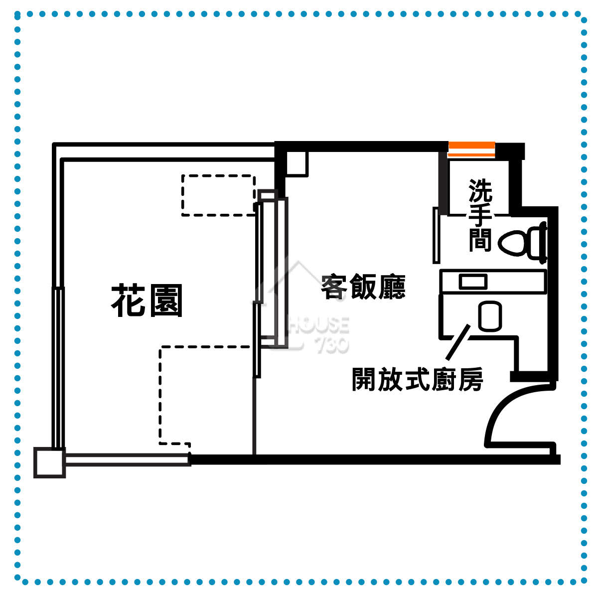 單位實呎僅191，扣除洗手間及廚房後，起居空間的實用面積僅約100平方呎，細到真係企在門口已一眼睇晒。