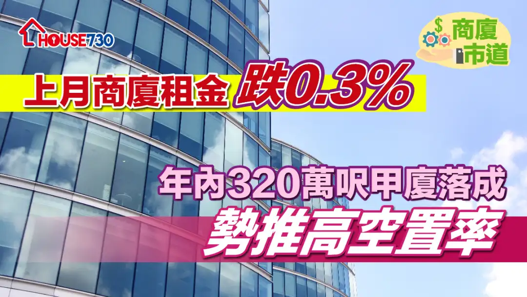 商厦市道｜上月商厦租金跌0.3%   年内320万尺甲厦落成势推高空置率