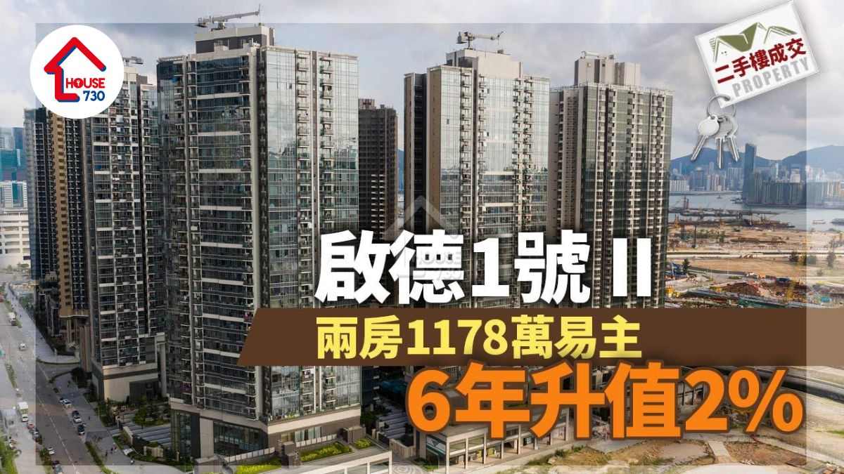 二手樓成交｜啟德1號II兩房1178萬易主 6年升值2%