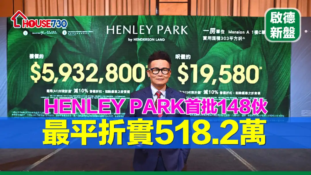 啟德新盤｜HENLEY PARK首批148伙  最平折實518.2萬