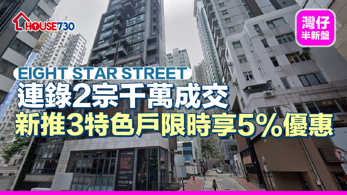 灣仔半新盤｜EIGHT STAR STREET連錄2宗千萬成交 新推3特色戶限時享5%優惠