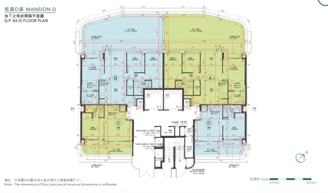 HENLEY PARK 低座D座地下之现状间隔平面图