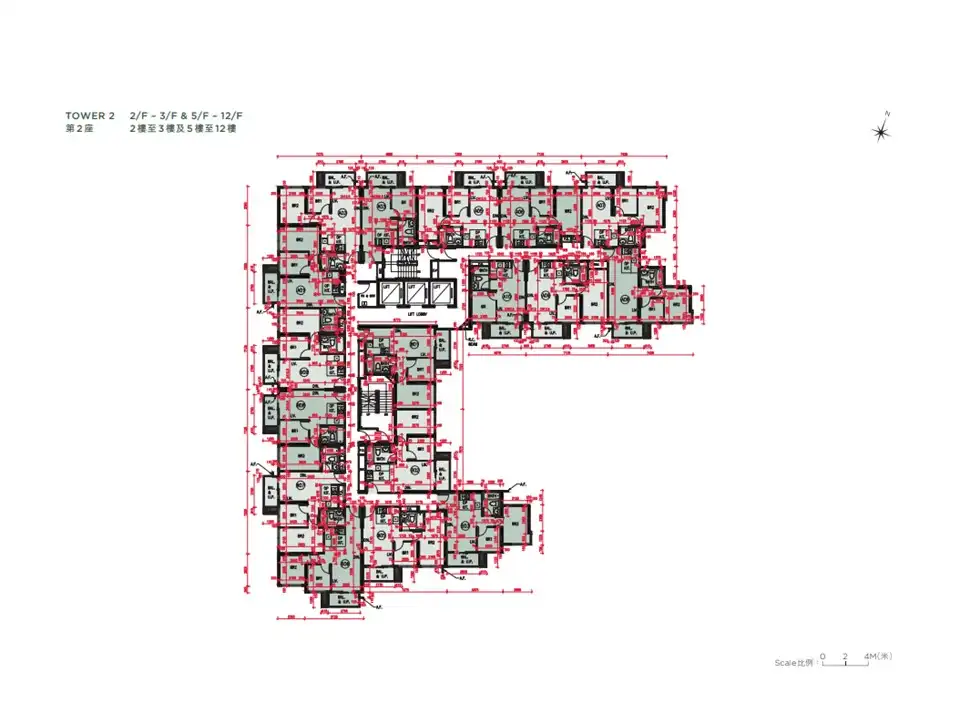 洪水橋滙都2座2-3樓及5-12樓平面圖