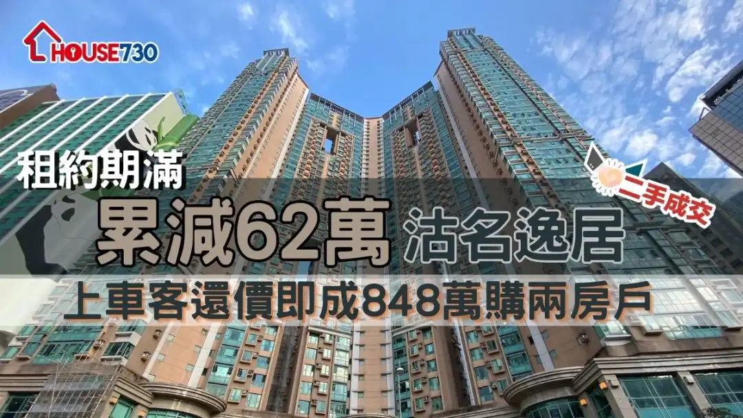 二手成交｜租约期满累减62万沽名逸居      上车客还价即成848万购两房户