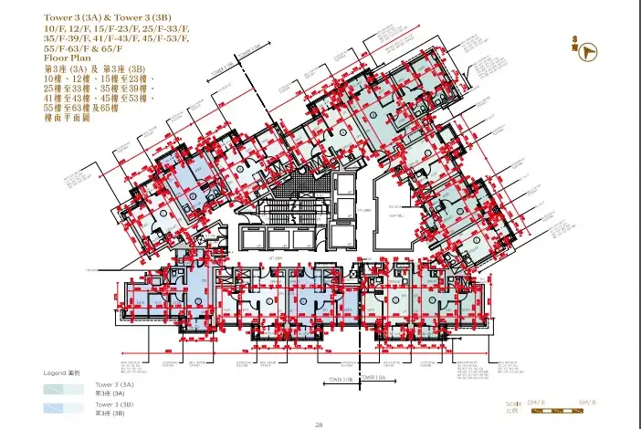 康城凯柏峰III 3A座及3B座 10 -65楼层平面图