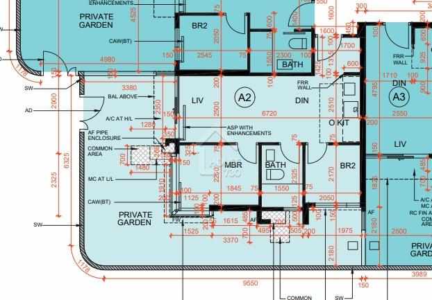 University Hill第2B期優景閣第3座地下A2室，實用面積417方呎，連335方呎花園，兩房間隔。