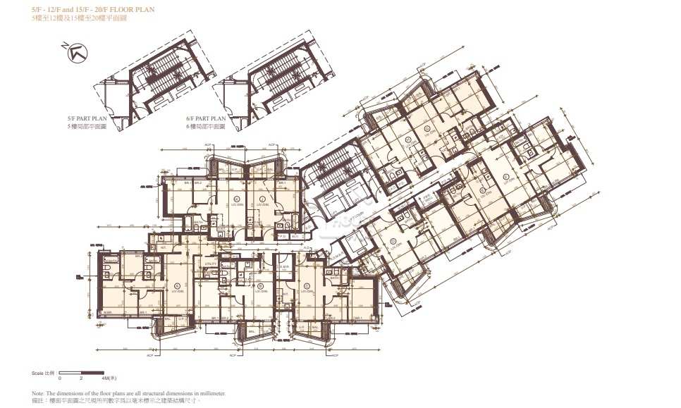 九龍灣皓日5樓至12樓及15樓至20樓平面圖