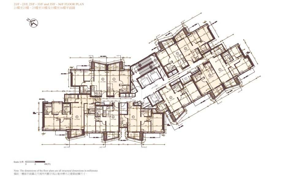 九龍灣皓日21樓至23樓、25樓至33樓及35樓至36樓平面圖