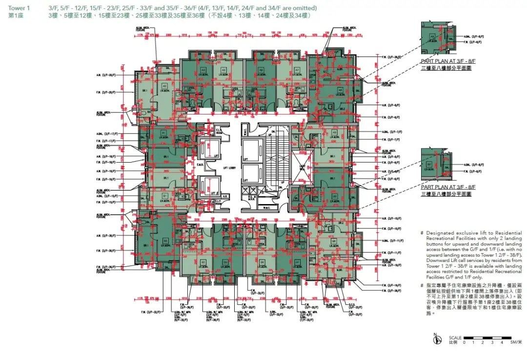 将军澳海茵庄园1座3至36楼平面图