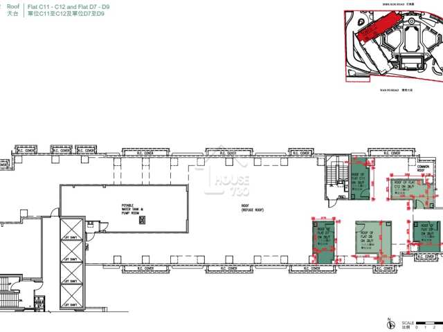 將軍澳海茵莊園2座天台單位C11至D9平面圖