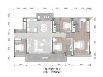 保利燈湖天珺 1棟戶型01單元 建面185平 - House730