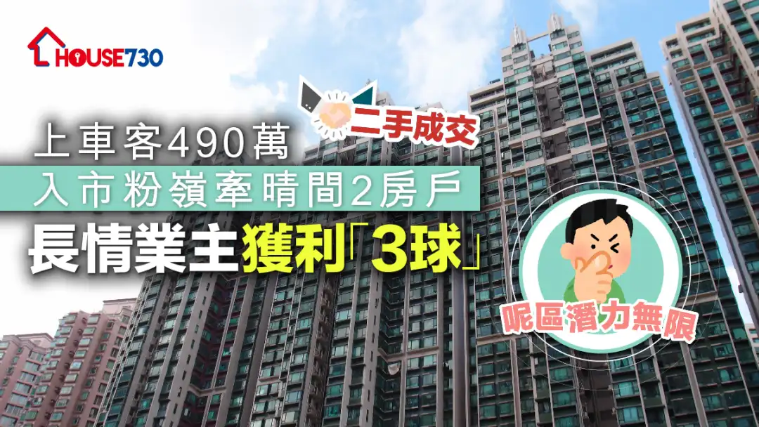 二手成交│上車客490萬入市粉嶺牽晴間2房戶       長情業主獲利「3球」