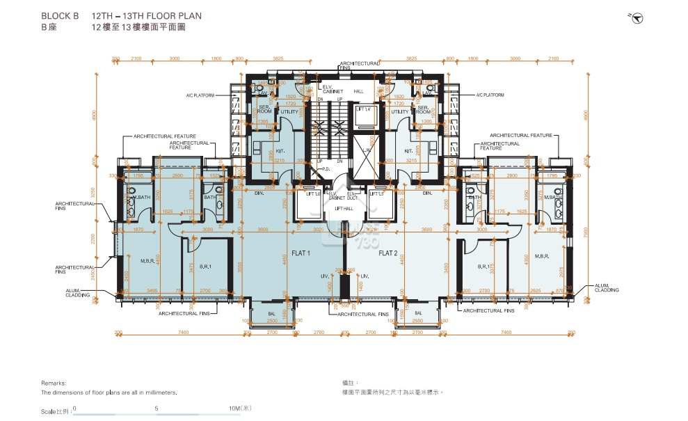 薄扶林VICTORIA COAST B座12-13樓平面圖