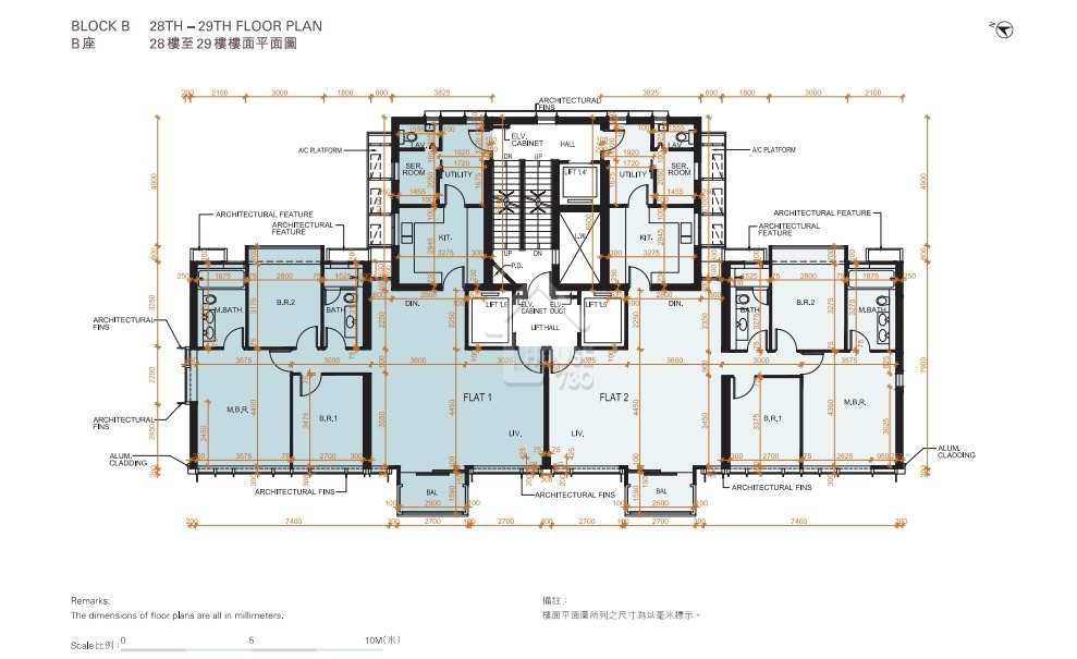 薄扶林VICTORIA COAST B座28-29樓平面圖