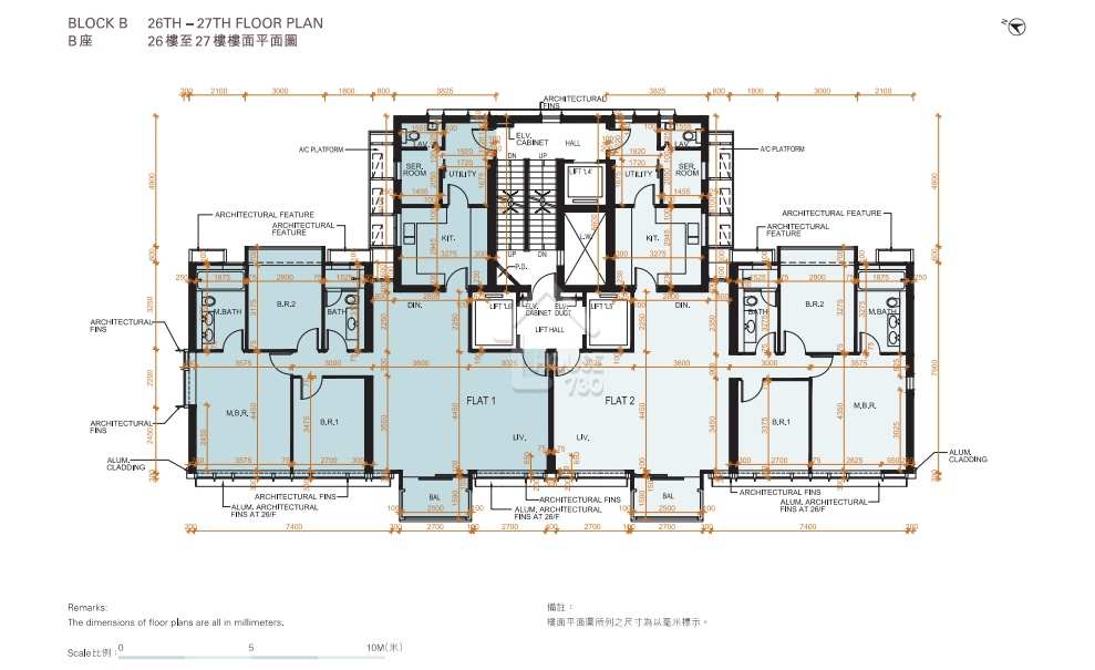 薄扶林VICTORIA COAST B座26-27樓平面圖