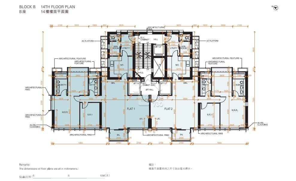 薄扶林VICTORIA COAST B座14樓平面圖