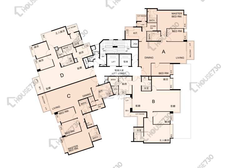 畢架山一號 平面圖 畢架山一號 3期 12座 1-3,5-11,12樓 樓層平面圖 - House730