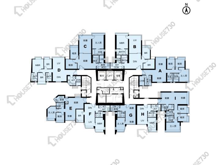 藍天海岸 平面圖 藍天海岸 1期 1座 5樓 樓層平面圖 - House730