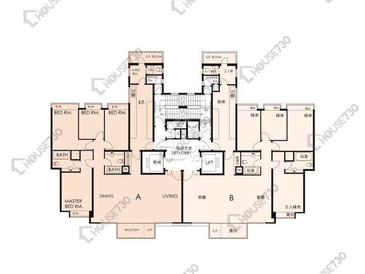 畢架山一號 平面圖 畢架山一號 4期 16座 2-3,5-9,10樓 樓層平面圖 - House730
