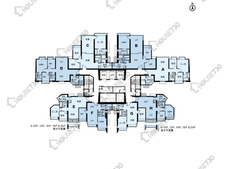 藍天海岸 平面圖 藍天海岸 1期 2座 6-12,15-23,25-31,32樓 樓層平面圖 - House730