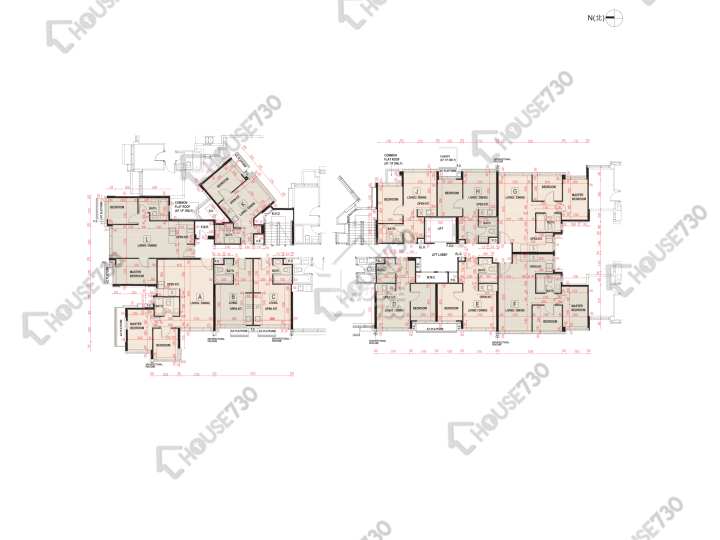 #LYOS 平面圖 #LYOS 2B座 1-3,5樓 樓層平面圖 - House730