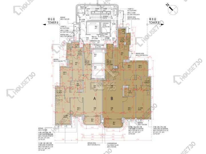 天瀧 平面圖 天瀧 7座 6-12,15-23,25-29,30樓 樓層平面圖 - House730