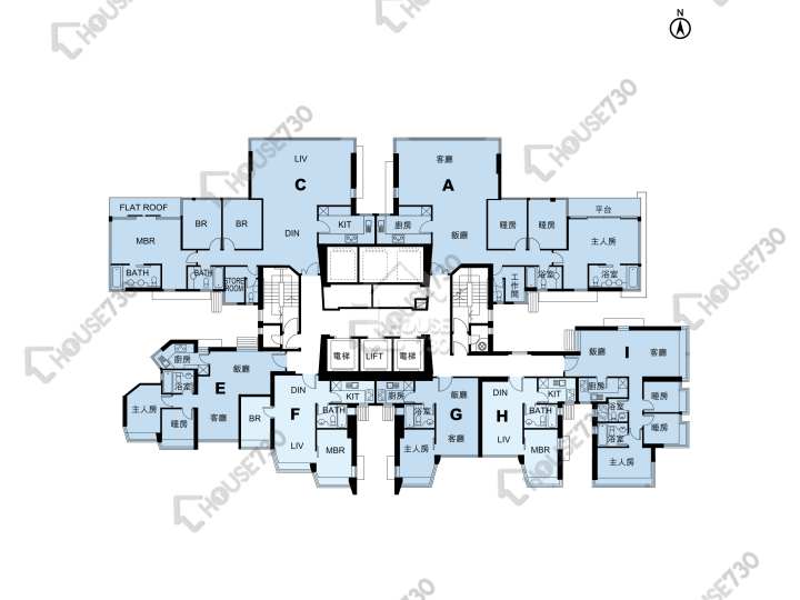 藍天海岸 平面圖 藍天海岸 1期 1座 59樓 樓層平面圖 - House730