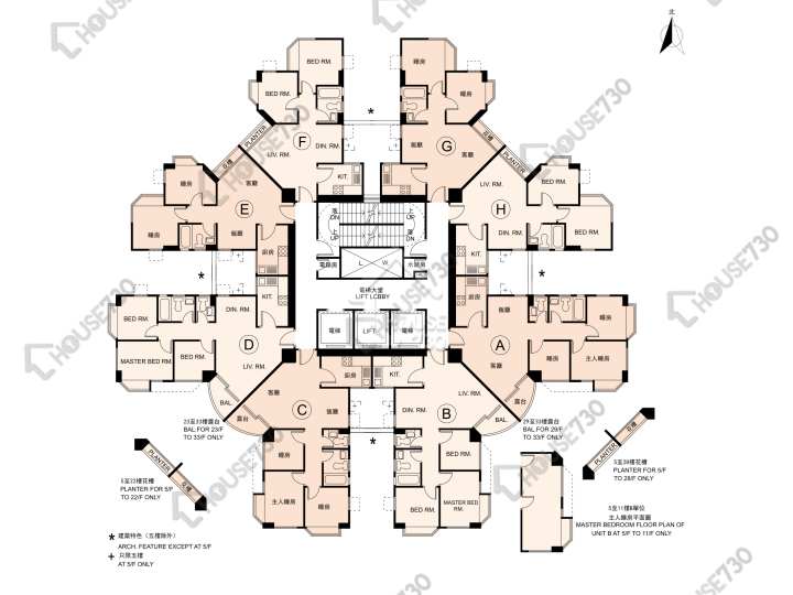 碧麗花園 平面圖 碧麗花園 2座 5-13,15-23,25-32,33樓 樓層平面圖 - House730