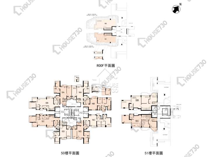 名城 平面圖 名城 2期 盛薈 1座 50樓 樓層平面圖 - House730