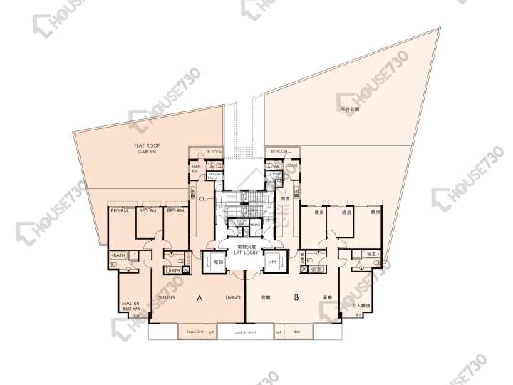 畢架山一號 平面圖 畢架山一號 1期 17座 1樓 樓層平面圖 - House730