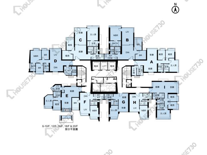 藍天海岸 平面圖 藍天海岸 1期 1座 6-12,15-23,25-31,32樓 樓層平面圖 - House730