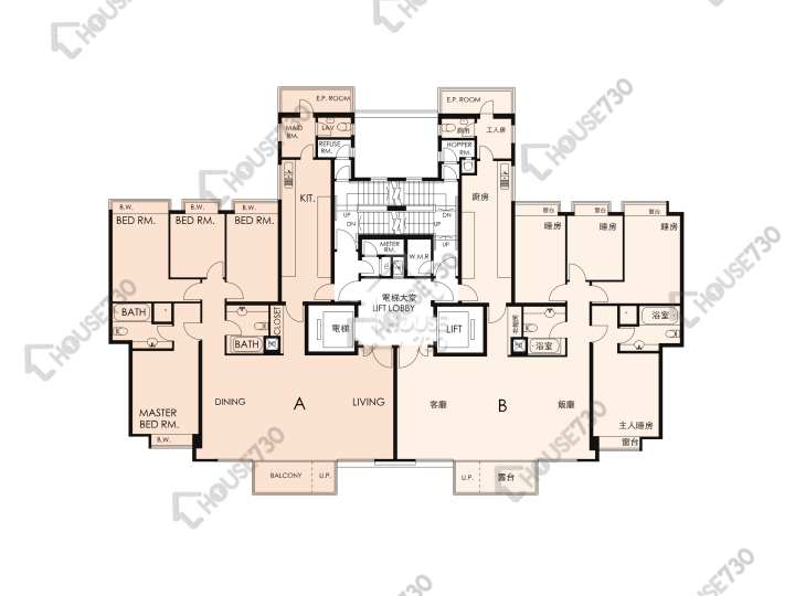 畢架山一號 平面圖 畢架山一號 4期 18座 2-3,5-9,10樓 樓層平面圖 - House730