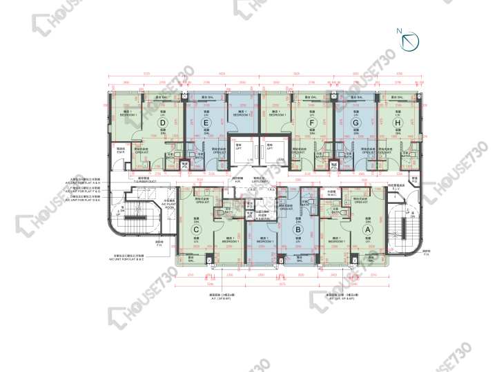 The Henley 平面圖 The Henley 1期 低座 C座 2-3,5,6樓 樓層平面圖 - House730