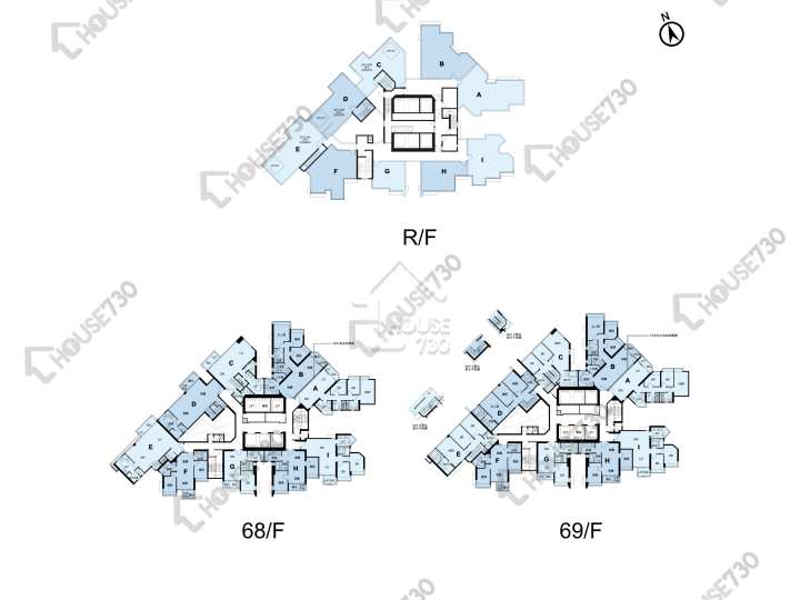 藍天海岸 平面圖 藍天海岸 3期 影岸‧紅 B座 (8座) 68-69樓 樓層平面圖 - House730