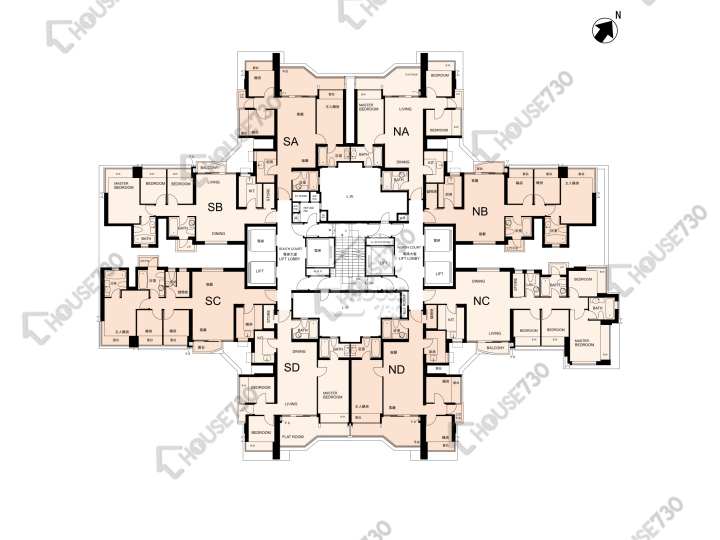 名城 平面圖 名城 3期 盛世 1座 2樓 樓層平面圖 - House730