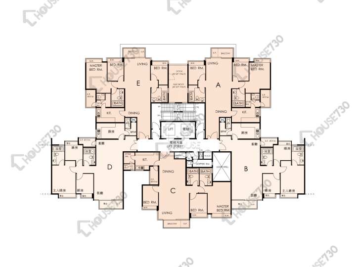 畢架山一號 平面圖 畢架山一號 1期 2座 2-3,5,6樓 樓層平面圖 - House730