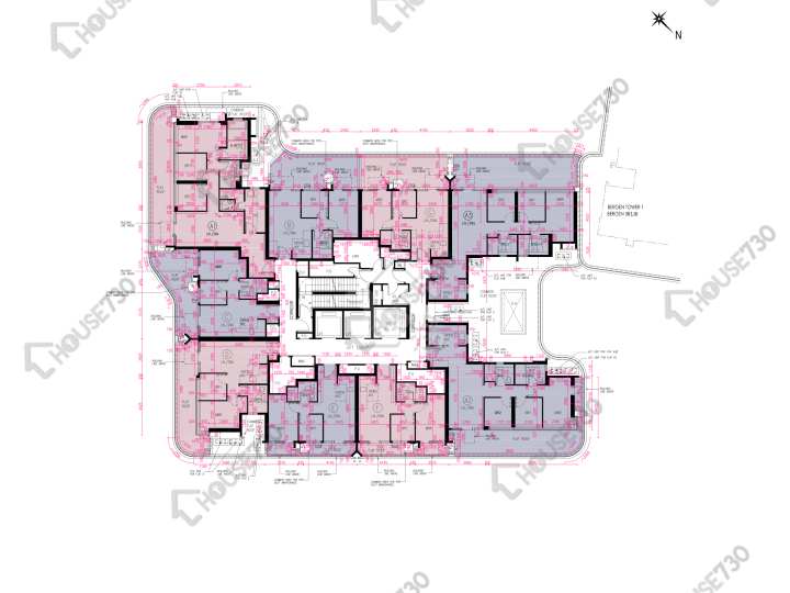Novo Land 平面圖 Novo Land 1B期 Bergen 2座 2樓 樓層平面圖 - House730